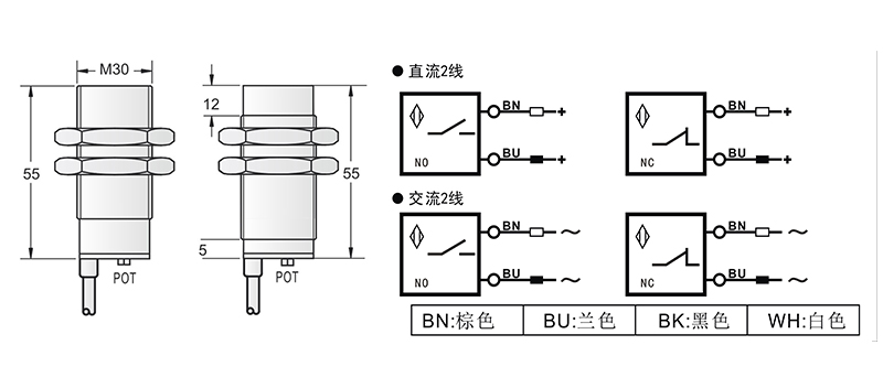 AC 2線 M30兩線電感式接近開關(guān)