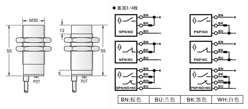 M30長(zhǎng)距離電感式接近開(kāi)關(guān)出線式