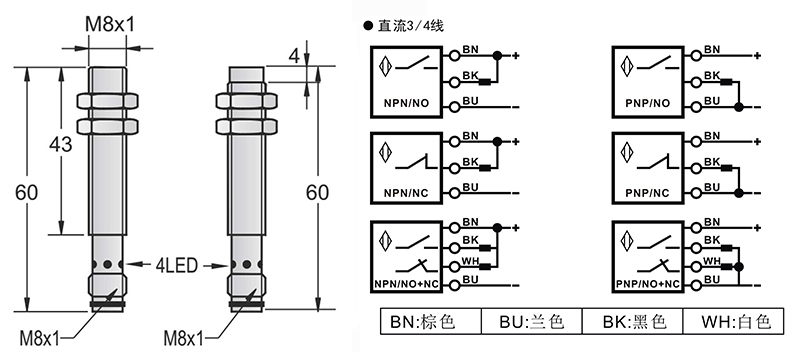 M8-M8 60mm接近開關(guān)